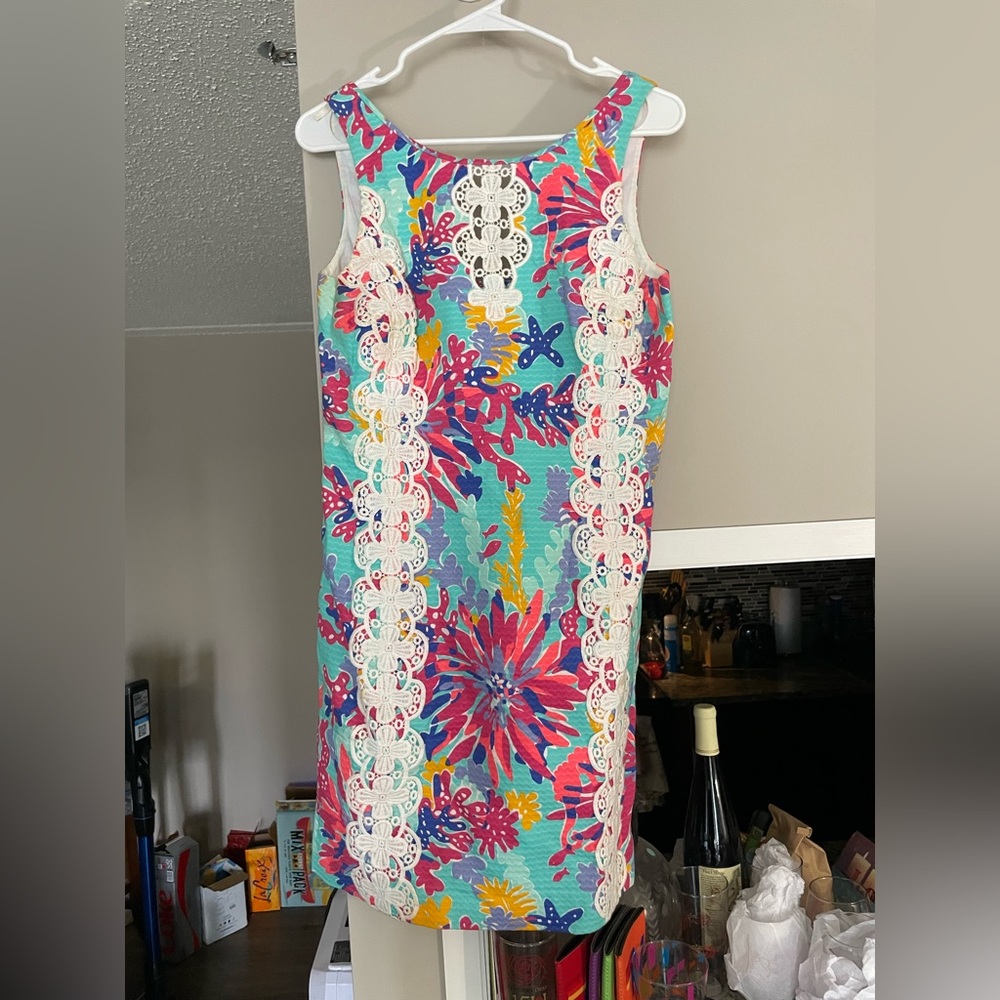 LILLY PULITZER shift dress LACE TRIM 6